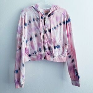 Young Fabulous & Broke Tie Dye Long Sleeve Semi Cropped Hoodie